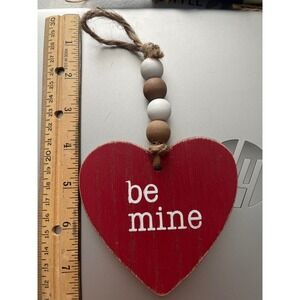 Nantucket Distributing Be Mine Red Wooden Heart Ornament Valentine Decor 4.5 in